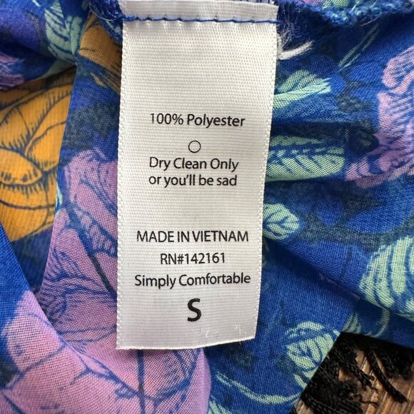 Lularoe Cardigan Women S Blue Floral Black Fringe Monroe Kimono Semi Sheer - Picture 11 of 12